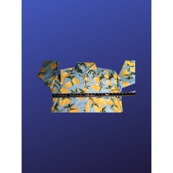 UNBRANDED 100% Cotton Long Sleeve Shirt Blouse, LEMON/FLORAL, Size XL, NWOT - Picture 4 of 8